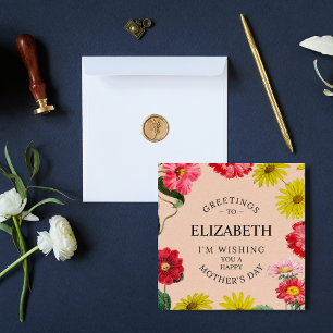 Cartes Pour Fêtes Annuelles Nom personnalisé - Fête des Mères Souhaite Floral