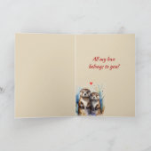 Cartes Pour Fêtes Annuelles Nom personnalisé Love Cute Otters Coeurs animaux (Intérieur)