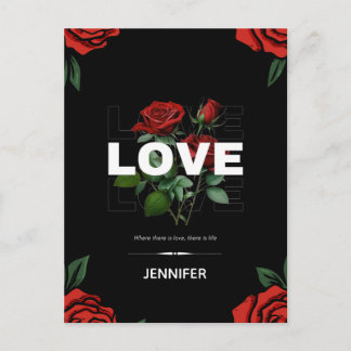 Cartes Pour Fêtes Annuelles Nom personnalisé Saint-Valentin romantique Rose d'