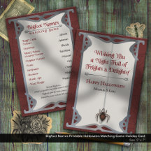 Noms Bigfoot Imprimable Halloween Jeu de correspon