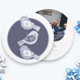 Cartes Pour Fêtes Annuelles Nordic Christmas Blue Birds Photo