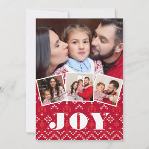 Cartes Pour Fêtes Annuelles Nordic Fairisle Joy Photo Collage Noël