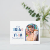 Cartes Pour Fêtes Annuelles Nordic Glow New Year Retro Modern Blue Photo (Debout devant)