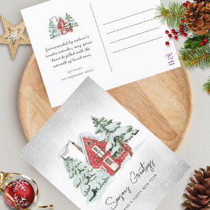 Cartes Pour Fêtes Annuelles Nordic Red Grange Snowflakes Pine Forest Noël