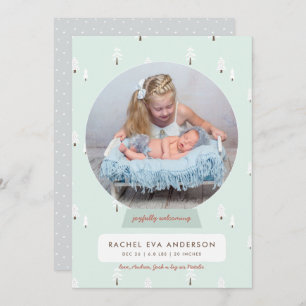 Cartes Pour Fêtes Annuelles Nordic Winter Nouveau bébé Premier Noël Snowglobe