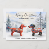 Cartes Pour Fêtes Annuelles Nordique Dachshunds Neige Noël personnalisé (Devant)