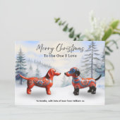 Cartes Pour Fêtes Annuelles Nordique Dachshunds Neige Noël personnalisé (Debout devant)