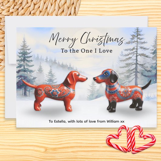 Cartes Pour Fêtes Annuelles Nordique Dachshunds Neige Noël personnalisé