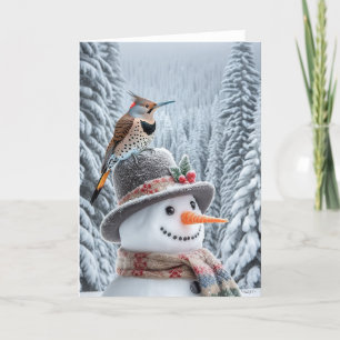 CARTES POUR FÊTES ANNUELLES NORTHERN FLICKER SNOWMAN - HITER WONDERLAND