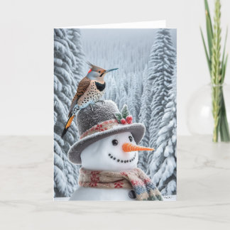 CARTES POUR FÊTES ANNUELLES NORTHERN FLICKER SNOWMAN - HITER WONDERLAND