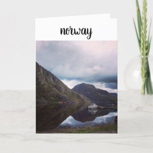 Cartes Pour Fêtes Annuelles Norvège Fjord et bateau