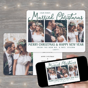 Cartes Pour Fêtes Annuelles Nos premiers mariés Noël Nouveaux mariés Photos Ve