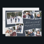 Cartes Pour Fêtes Annuelles Nos scènes préférées Noël photo collage marine<br><div class="desc">Cette carte de vacances à sept photos propose un texte amusant et intelligent - "ce sont quelques-unes de nos scènes préférées" et est parfaite pour présenter les temps forts de votre année. Le dos est une marine de coordination avec une autre photo et de la place pour plus de texte....</div>