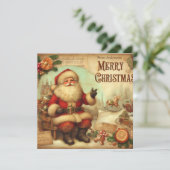 Cartes Pour Fêtes Annuelles Nostalgale Rétro Santa Claus Joyeux Noël (Debout devant)