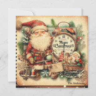 Cartes Pour Fêtes Annuelles Nostalgale Rétro Santa Claus Joyeux Noël