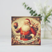 Cartes Pour Fêtes Annuelles Nostalgale Rétro Santa Claus Joyeux Noël (Debout devant)