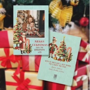 Cartes Pour Fêtes Annuelles Nostalgale Retro Santa Claus Joyeux Noël Photo