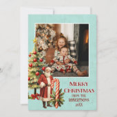 Cartes Pour Fêtes Annuelles Nostalgale Retro Santa Claus Joyeux Noël Photo (Devant)