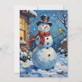 Cartes Pour Fêtes Annuelles Nostalgic Happy Snowman with Bluebird Winter Scene (Devant)