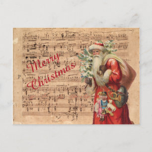 Cartes Pour Fêtes Annuelles Nostalgic Santa Toys and tree With Sheet Music