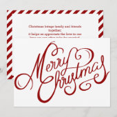 Cartes Pour Fêtes Annuelles Nostalgique Noël Rouge Script Texte personnalisé (Devant / Derrière)