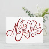 Cartes Pour Fêtes Annuelles Nostalgique Noël Rouge Script Texte personnalisé (Debout devant)