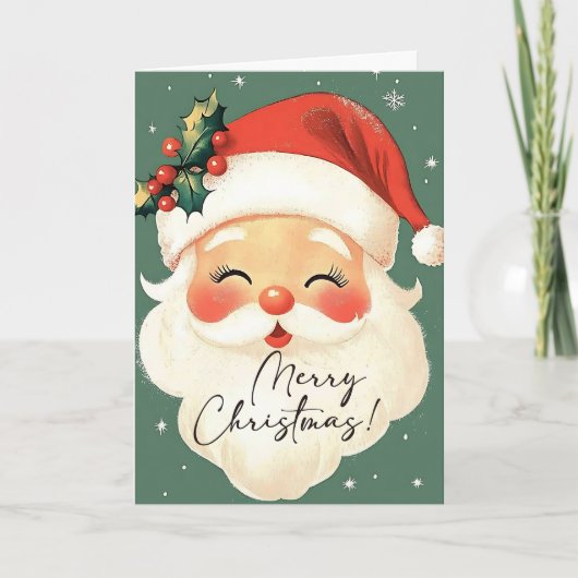 Cartes Pour Fêtes Annuelles Nostalgique Père Noël mignonne Joyeux Noël Personn (Devant)