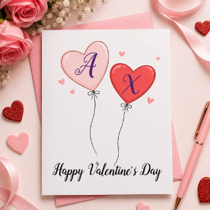 Cartes Pour Fêtes Annuelles Note d'amour de la Saint-Valentin avec initiales p