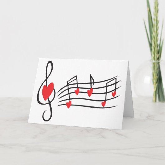 CARTES POUR FÊTES ANNUELLES NOTES DE COEUR D'AMOUR MUSICALE (Devant)