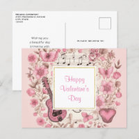Notes musicales et fleurs Retro Saint Valentin