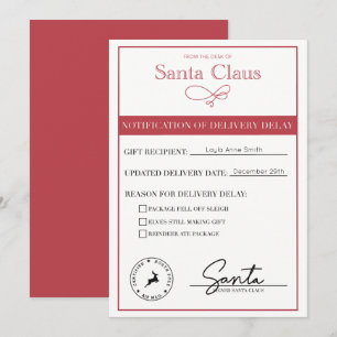 Cartes Pour Fêtes Annuelles Notification de Sainte-Nicolas de retard de livrai