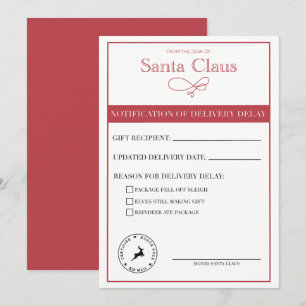 Cartes Pour Fêtes Annuelles Notification de Sainte-Nicolas de retard de livrai