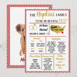 Cartes Pour Fêtes Annuelles notre année revue, événement familial Noël rouge