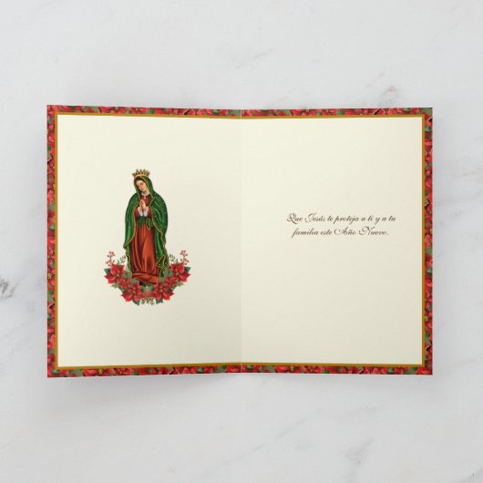 Cartes Pour Fêtes Annuelles Notre-Dame de Guadalupe Noël Pointsettia (Intérieur)