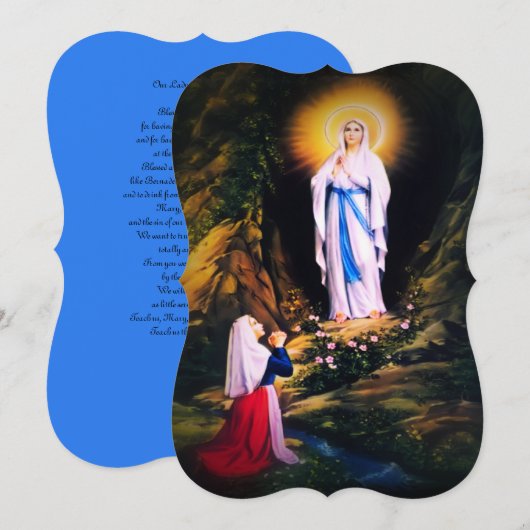 Cartes Pour Fêtes Annuelles Notre-Dame de Lourdes avec prière (Devant / Derrière)
