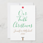 Cartes Pour Fêtes Annuelles Notre Dixième Noël 10e Ans Mariés Noël (Dos)