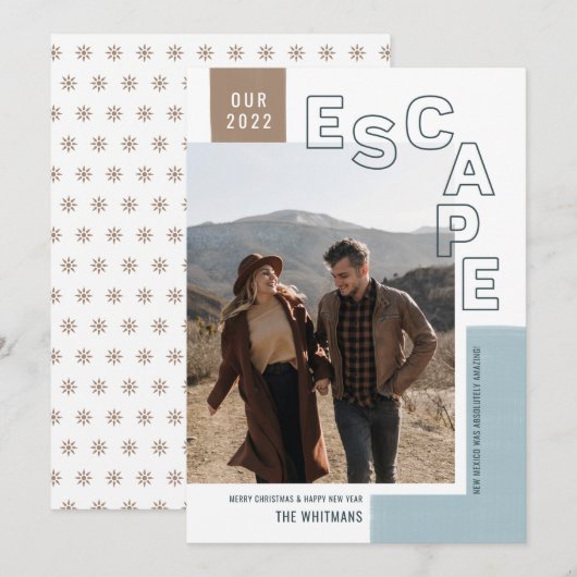 Cartes Pour Fêtes Annuelles Notre Évasion Voyage | Photo de Noël Bohème Modern (Devant / Derrière)