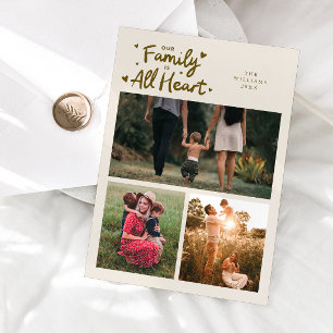 Cartes Pour Fêtes Annuelles Notre famille est tout cœur Crème Photo de la Sain