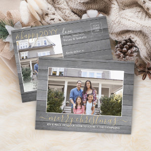 Cartes Pour Fêtes Annuelles Notre maison à vos Noël et Nouvel An Photo Wood