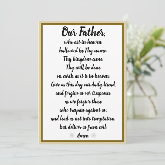Cartes Pour Fêtes Annuelles Notre Père Prière Matthieu 6:9-13 (Debout devant)