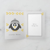 Cartes Pour Fêtes Annuelles Notre petit-fils à Noël gris pingouin mignon (Intérieur)