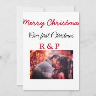 Cartes Pour Fêtes Annuelles Notre premier Noël ajouter nom photo mariage fianc