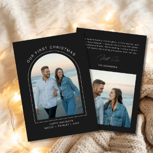 Cartes Pour Fêtes Annuelles Notre premier Noël Black Arch Moderne 2 Photo