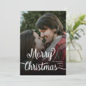 Cartes Pour Fêtes Annuelles Notre premier Noël Chic Script Nom Christmass C (Debout devant)