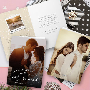 Cartes Pour Fêtes Annuelles Notre Premier Noël Comme M. Et Mme Mariage Photo