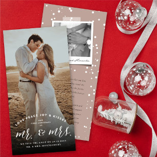 Cartes Pour Fêtes Annuelles Notre Premier Noël Comme M. Et Mme Mariage Photo