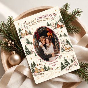 Cartes Pour Fêtes Annuelles Notre premier Noël dans notre nouvelle maison Phot