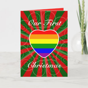 Cartes Pour Fêtes Annuelles Notre premier Noël en couple marié LGBT
