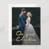 Cartes Pour Fêtes Annuelles Notre premier Noël en tant que M. & Mme| Photo de (Devant / Derrière)