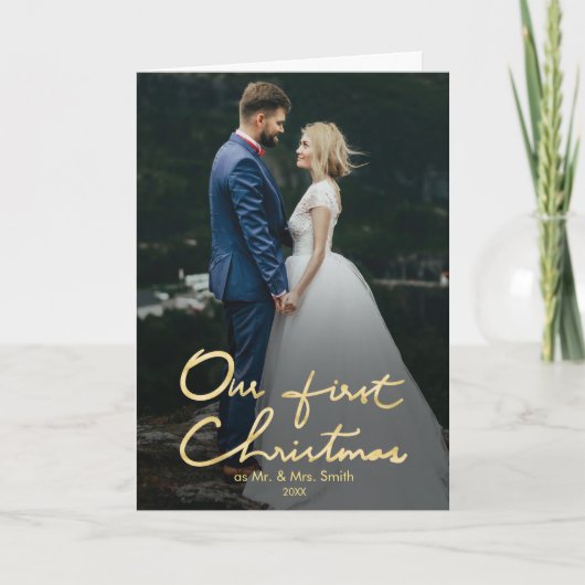 Cartes Pour Fêtes Annuelles Notre premier Noël en tant que Monsieur. & Mme | P (Devant)